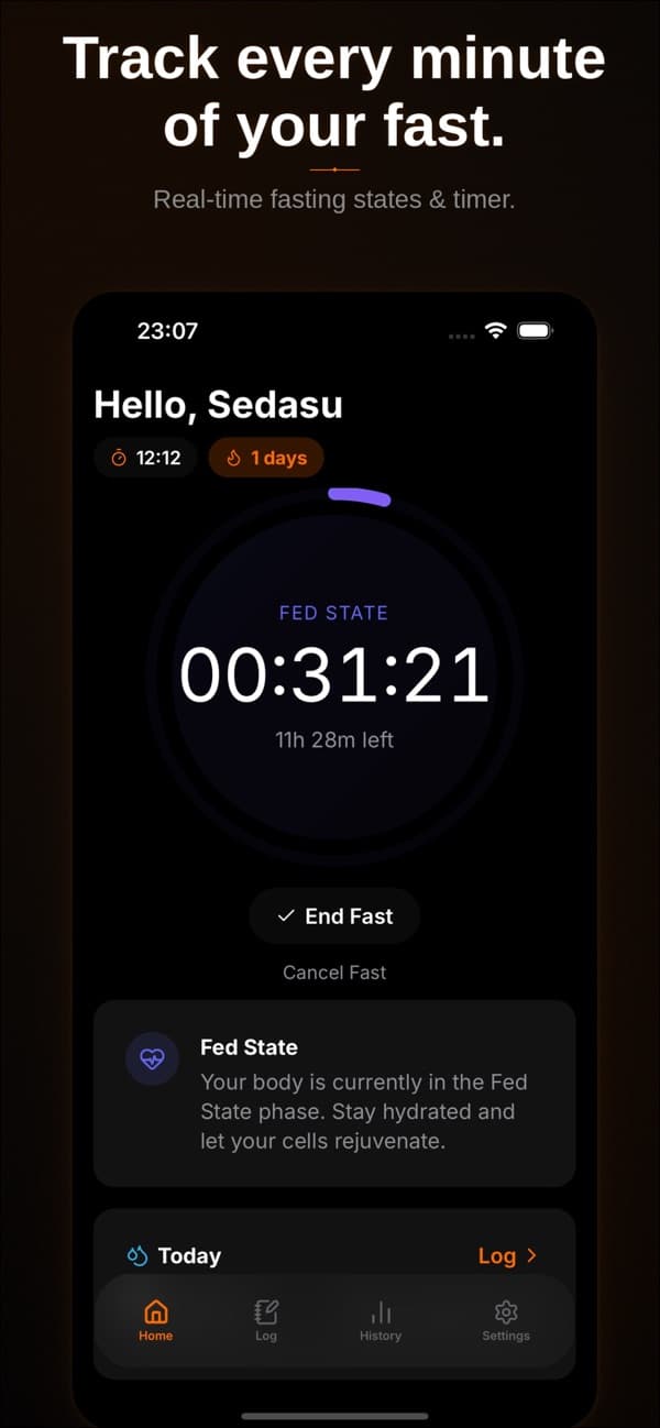Fastive app screen 1