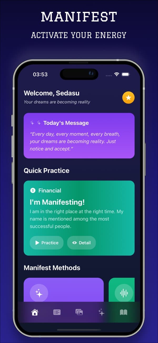 Manifestive app screen 1