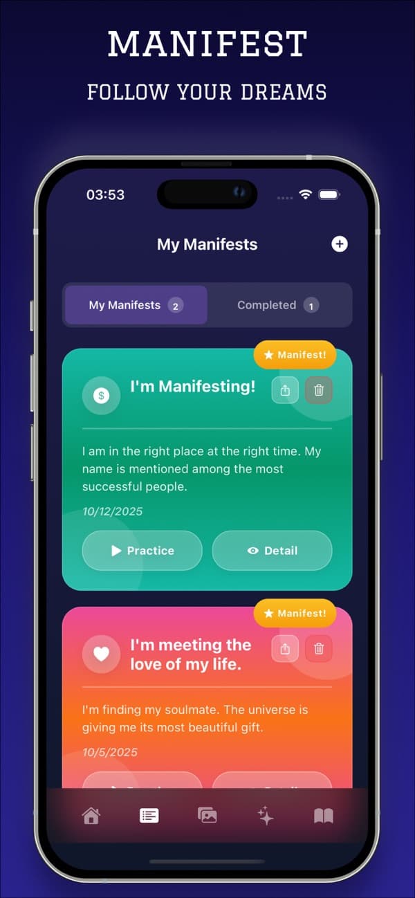 Manifestive app screen 2